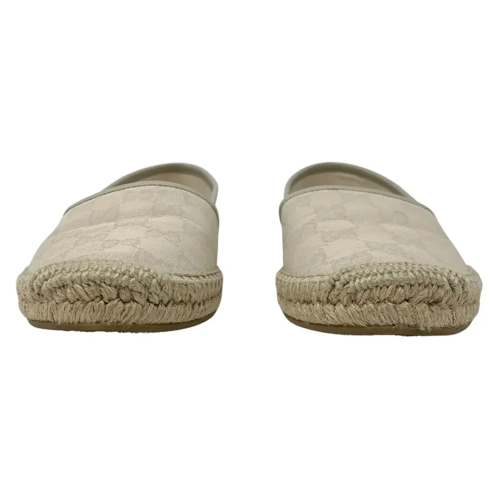 Gucci GG Supreme Monogram Canvas Espadrille Flats Cream Beige EU 37.5